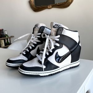 Nike Black and White Sky Hi wedge sneaker